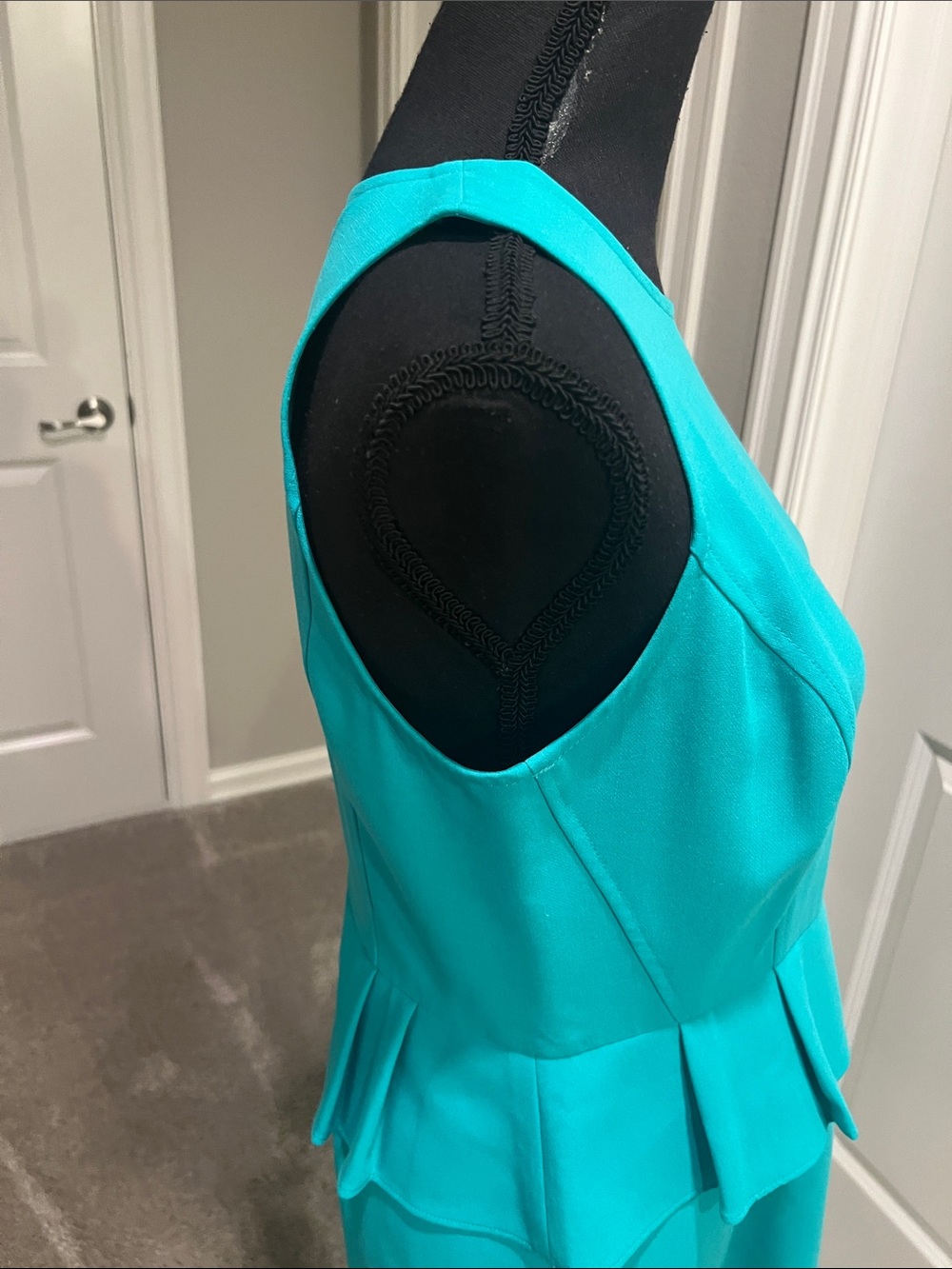 LOFT Turquoise Sleeveless Peplum Midi Dress - Picture 4 of 8